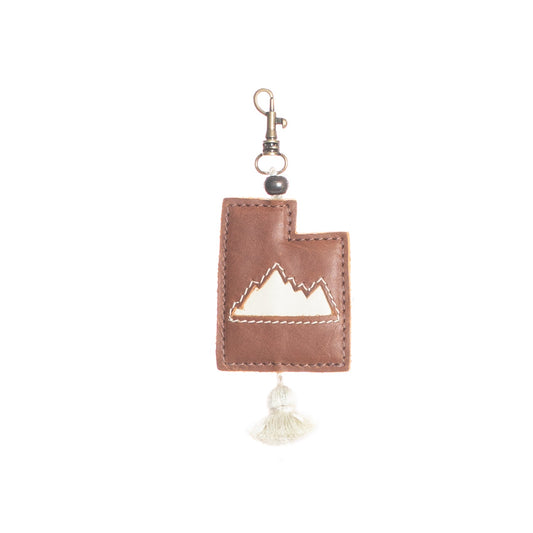 UTAH MOUNTAINS - LEATHER CHARM WITH TASSEL - CAFE & BONE