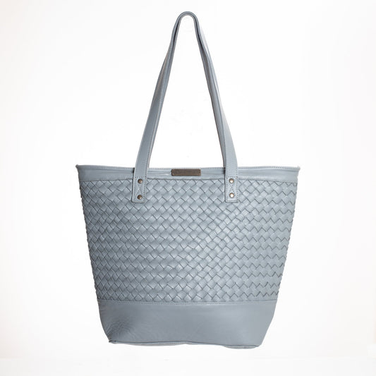 HANDWOVEN CESTA TOTE - FULL LEATHER - GREY