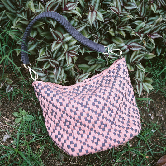 NARRA HOBO BAG - MEDIUM - PHILIPPINES COLLECTION - DIAMOND WEAVE - GREY & BLUSH