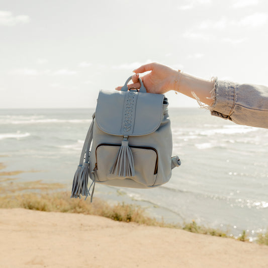 MINI BACKPACK -  FULL LEATHER - SKY BLUE