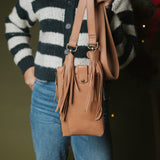 MINI DIAMANTE FRINGE TASSELS - MEXICO ROSÉ LEATHER