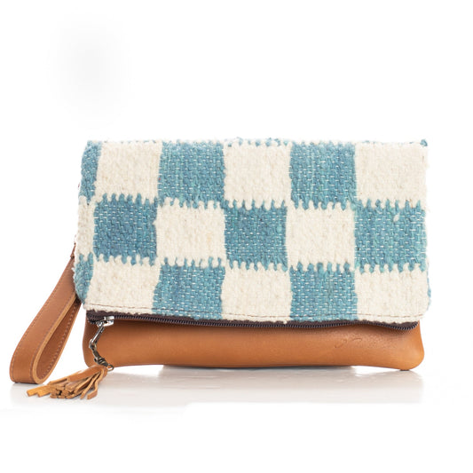 MOMO CHECKERBOARD FOLD OVER CLUTCH - ARTISAN COLLECTION - BRANDIE LEATHER