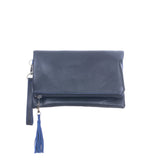ALI'S STASH - FOLD OVER CLUTCH - BLACK & COBALT - NO. A-10015