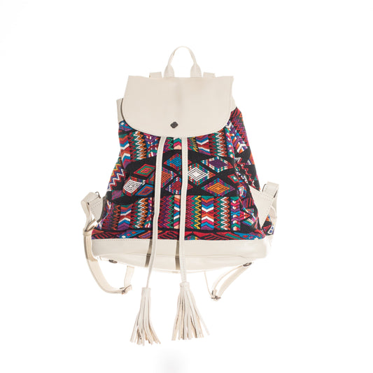 DRAWSTRING BUCKET BACKPACK - OOAK - BONE - NO. 24276
