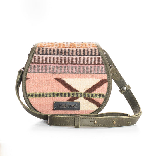 SIDEKICK SADDLE BAG - MEXICO COLLECTION - OOAK TEXTILE - OLIVE LEATHER - NO. 18020