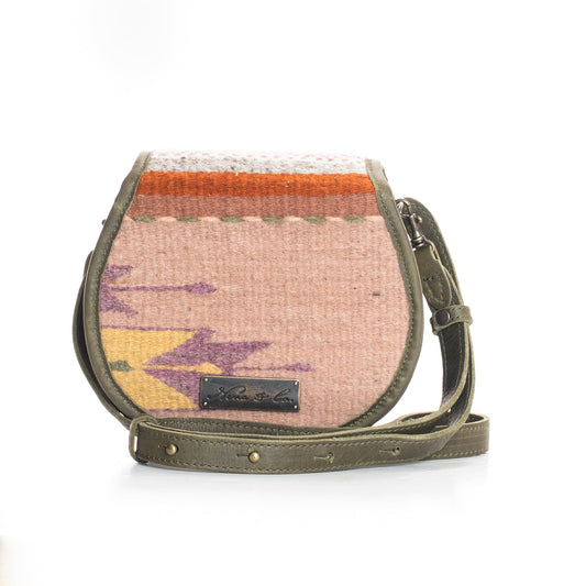 SIDEKICK SADDLE BAG - MEXICO COLLECTION - OOAK TEXTILE - OLIVE LEATHER - NO. 18030