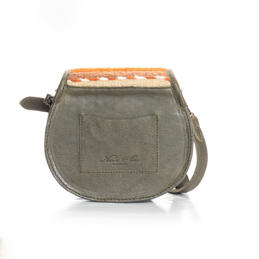 SIDEKICK SADDLE BAG - MEXICO COLLECTION - OOAK TEXTILE - OLIVE LEATHER - NO. 18030