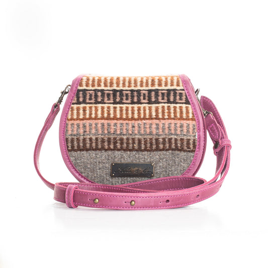 SIDEKICK SADDLE BAG - MEXICO COLLECTION - OOAK TEXTILE - SANGRIA LEATHER - NO. 18368