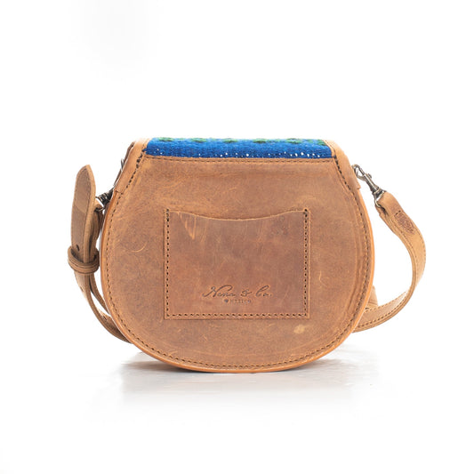 SIDEKICK SADDLE BAG - MEXICO COLLECTION - OOAK TEXTILE - TOBACCO LEATHER - NO. 18056