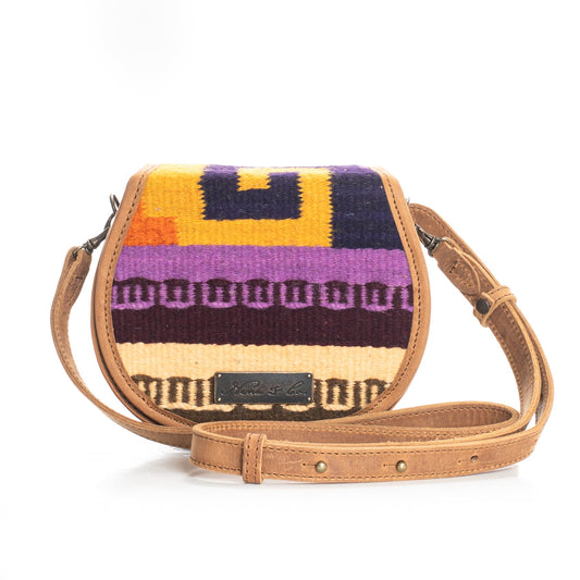 SIDEKICK SADDLE BAG - MEXICO COLLECTION - OOAK TEXTILE - TOBACCO LEATHER - NO. 18064