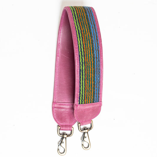SHOULDER STRAP - MEXICO COLLECTION - OOAK TEXTILE - SANGRIA LEATHER - NO. 18558