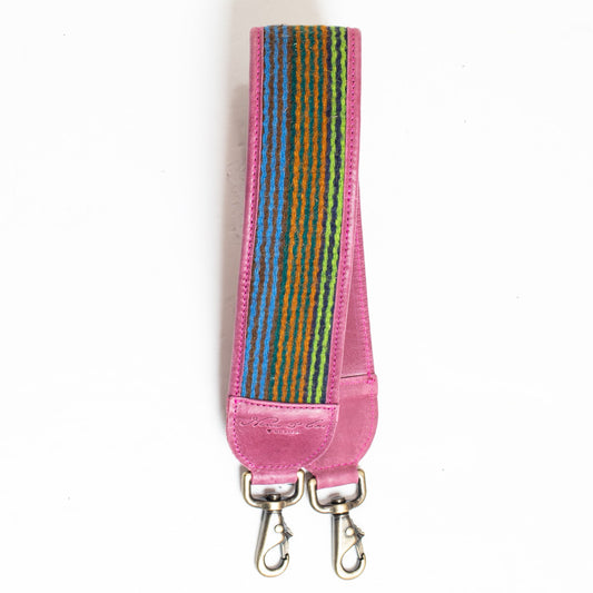 SHOULDER STRAP - MEXICO COLLECTION - OOAK TEXTILE - SANGRIA LEATHER - NO. 18558