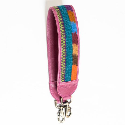 SHOULDER STRAP - MEXICO COLLECTION - OOAK TEXTILE - SANGRIA LEATHER - NO. 18570