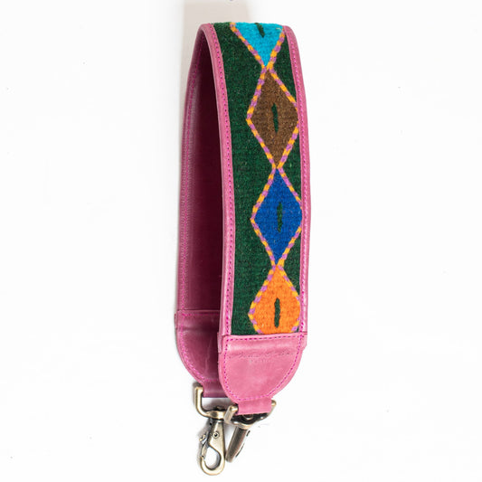 SHOULDER STRAP - MEXICO COLLECTION - OOAK TEXTILE - SANGRIA LEATHER - NO. 18576