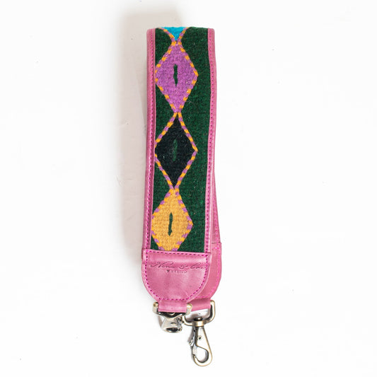 SHOULDER STRAP - MEXICO COLLECTION - OOAK TEXTILE - SANGRIA LEATHER - NO. 18576