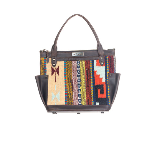 THE PERFECT BAG MEDIUM - MEXICO COLLECTION - HANDWOVEN FRONT NO. 93128 - PAINTHORSE TUMBLED LEATHER