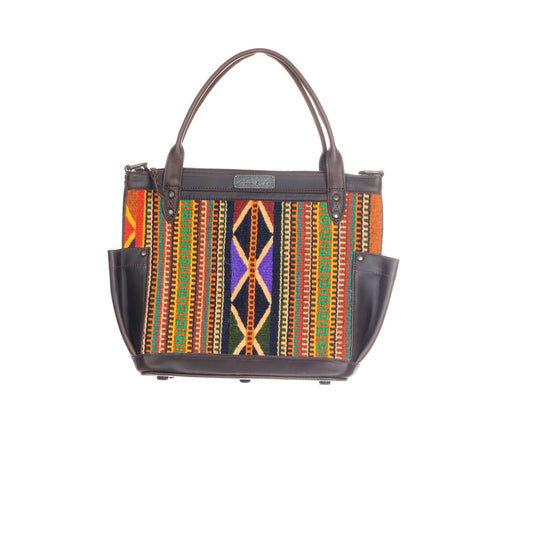 THE PERFECT BAG MEDIUM - MEXICO COLLECTION - HANDWOVEN FRONT NO. 93160 - PAINTHORSE TUMBLED LEATHER