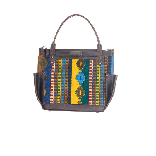 THE PERFECT BAG MEDIUM - MEXICO COLLECTION - HANDWOVEN FRONT NO. 93172 - PAINTHORSE TUMBLED LEATHER