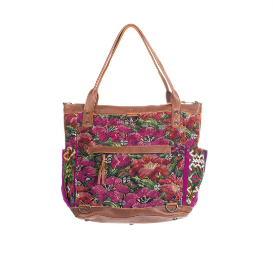 THE PERFECT BAG MEDIUM - OOAK VINTAGE TEXTILE - CAFE - NO. 82062