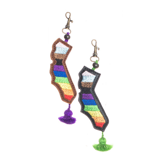 CALIFORNIA PRIDE - LEATHER CHARM WITH TASSEL - BLACK