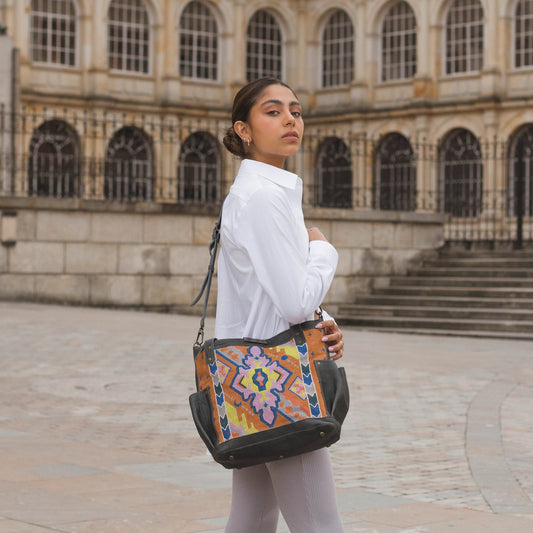 HERITAGE & SOCIETY COLLECTION - PERFECT BAG MEDIUM - ROLLING STONE - BURNT ORANGE - SLATE LEATHER