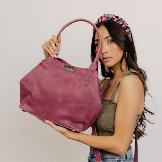 CONVERTIBLE TOTE - MEXICO COLLECTION - FULL LEATHER - SANGRIA