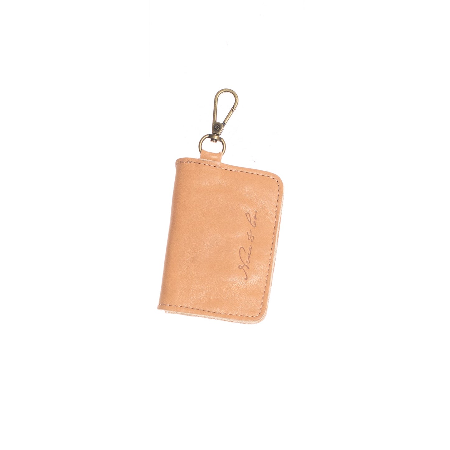 CARD CASE WITH CLASP - FULL LEATHER - SANDSTONE