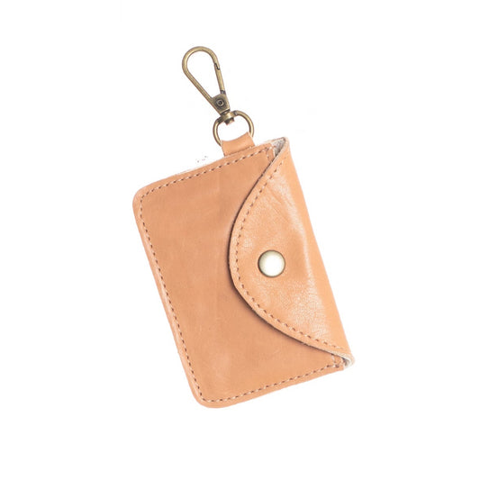CARD CASE WITH CLASP - FULL LEATHER - SANDSTONE