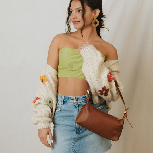 THE PERFECT SHOULDER BAG - FULL LEATHER - CAFE