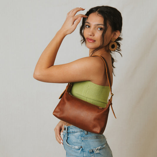 THE PERFECT SHOULDER BAG - FULL LEATHER - CAFE