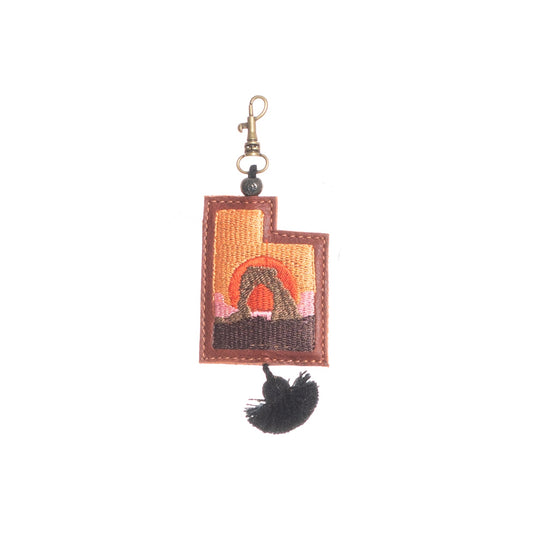 MOAB UTAH - LEATHER CHARM WITH TASSEL - SIENNA