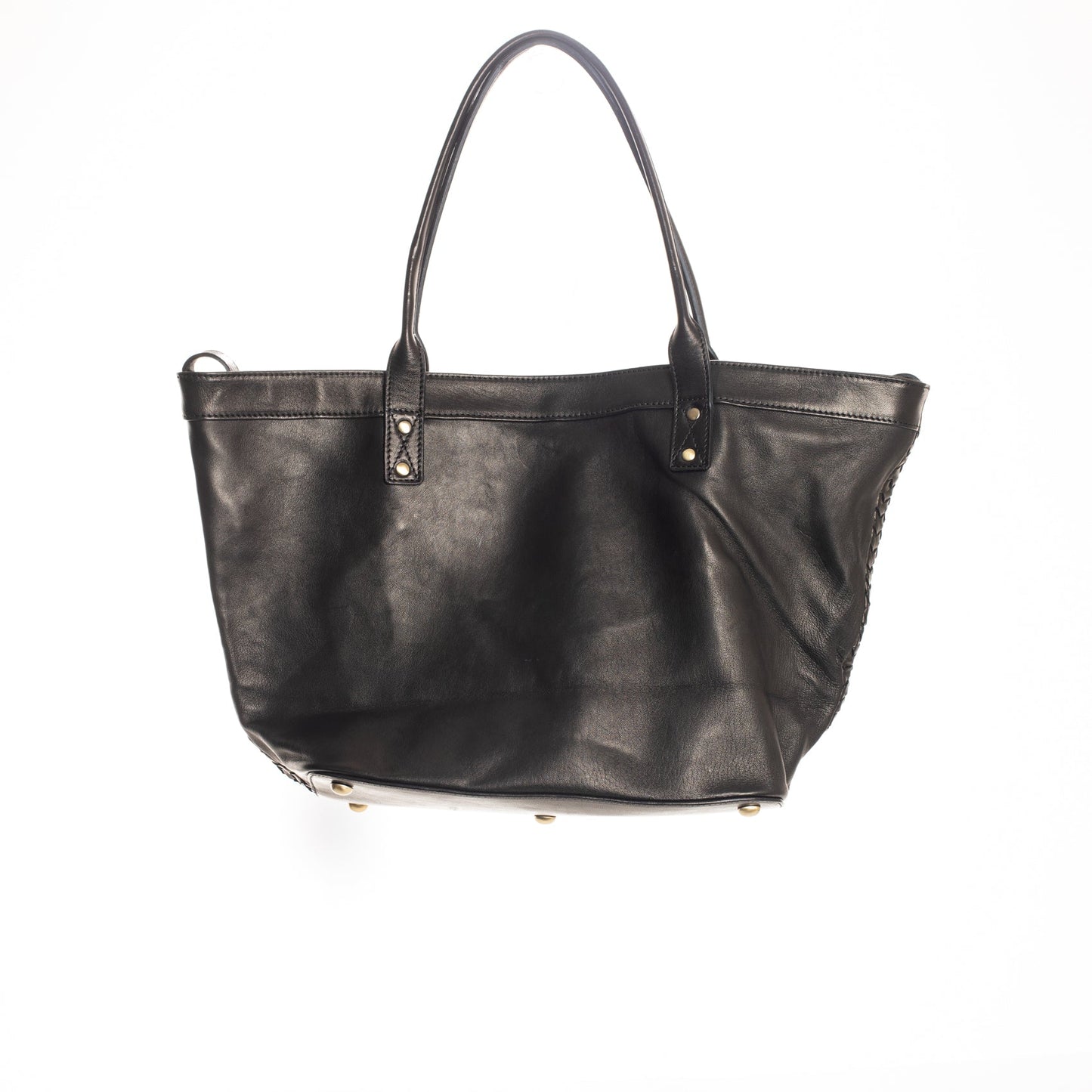 CONVERTIBLE TOTE BAG - MOROCCO WOVEN COLLECTION - BLACK LEATHER